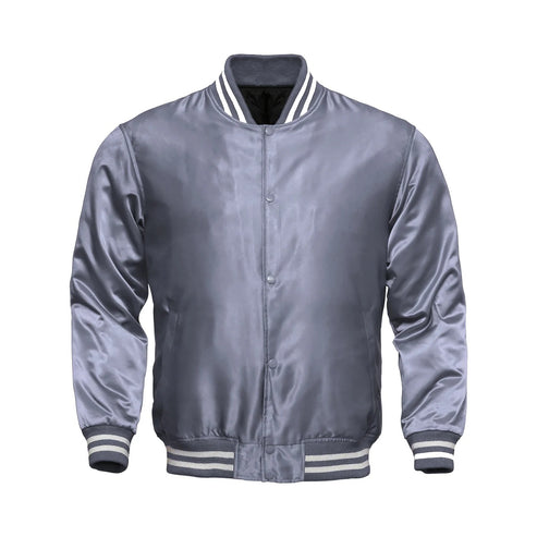 Men’s All-Grey Satin Varsity Jacket