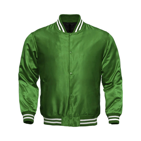 Men’s All-Green Satin Varsity Jacket