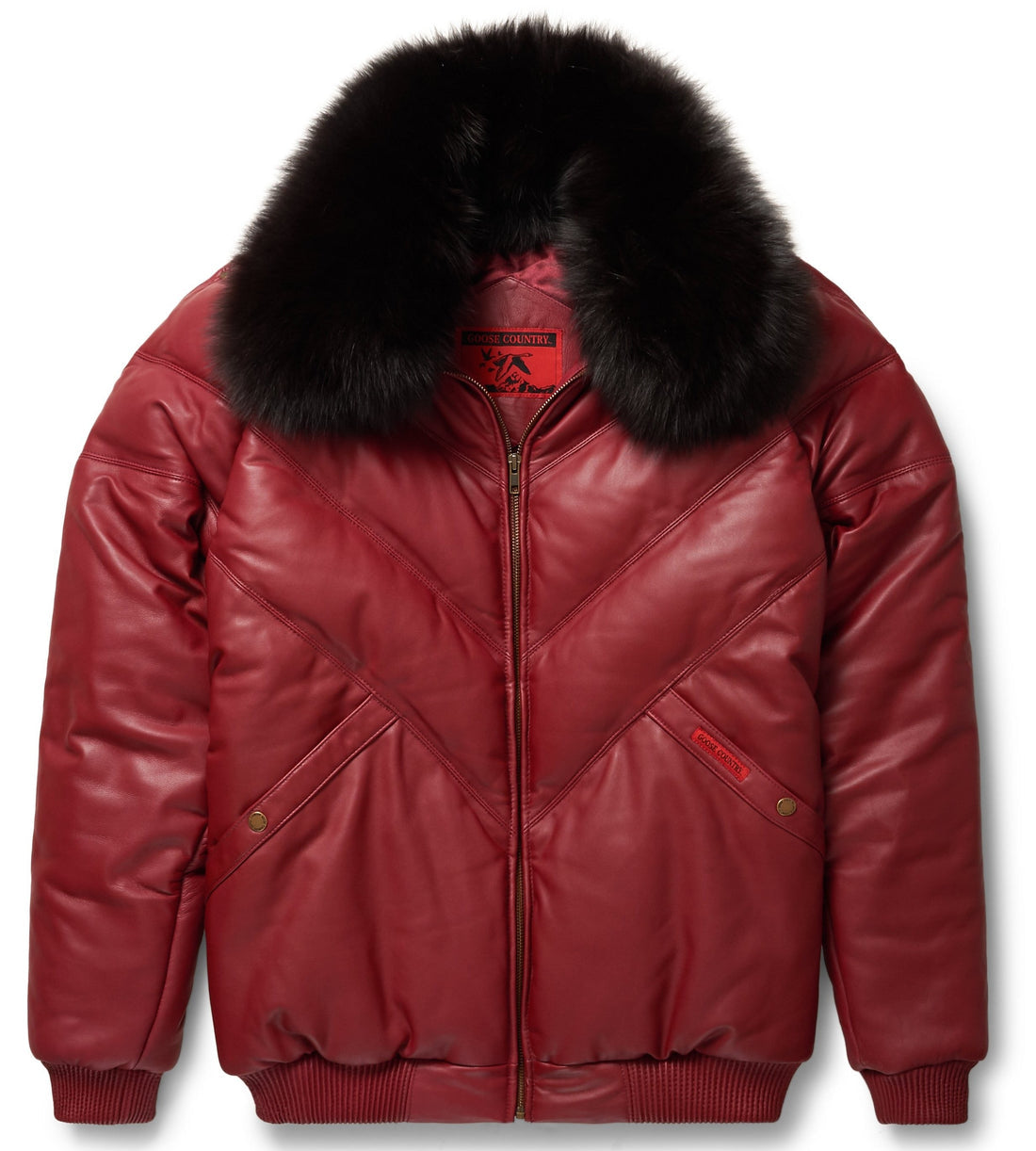Premium Burgundy V-Bomber Leather Jacket – Stylish & Luxurious