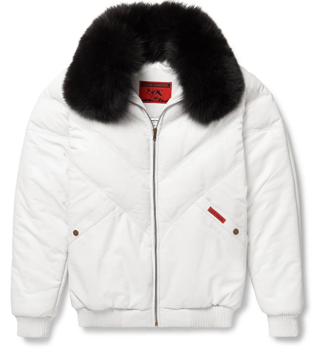 Premium White V-Bomber Leather Jacket – Bold & Luxurious