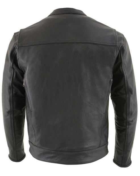 Men’s CoolTec Vented Scooter Leather Jacket – Zip-Front Riding Jacket