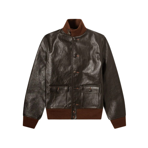 Men’s Vintage Brown A-1 Flight Leather Bomber Jacket