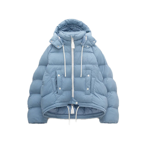 Women’s Vintage Blue Puffer Jacket – Classic, Cozy & Timeless