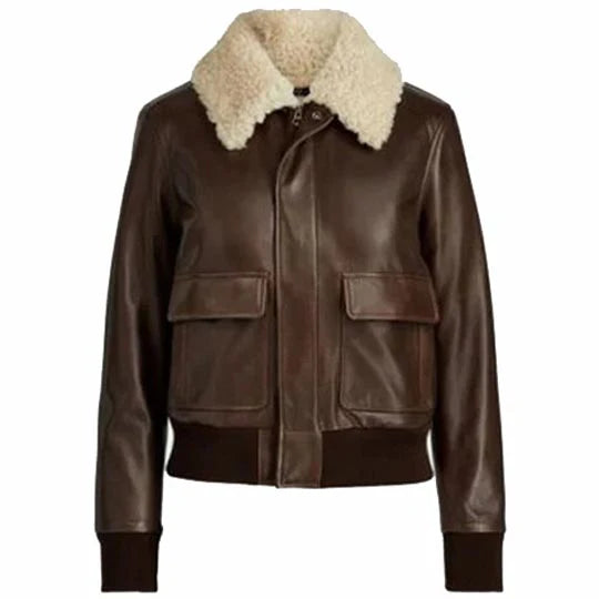 Women’s Shearling Aviator Bomber Leather Jacket – Bravo Bros