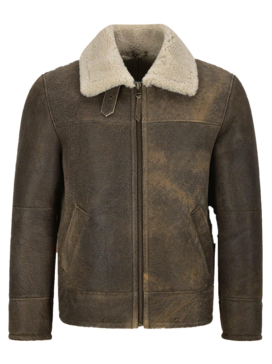 Men’s Vintage Brown Shearling Bomber Leather Jacket