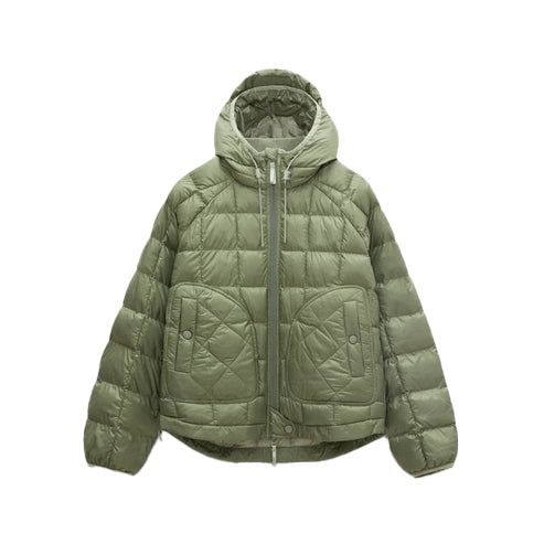 Women’s Light Green Down Parka Jacket with Hood – Warm, Stylish & Lightweight