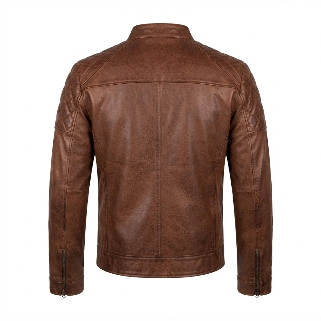 Men’s Chocolate Brown Waxed Leather Jacket