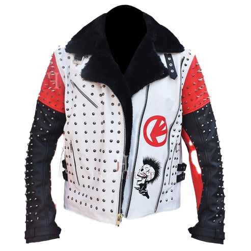 Men’s Black Studded Punk Rock Leather Jacket