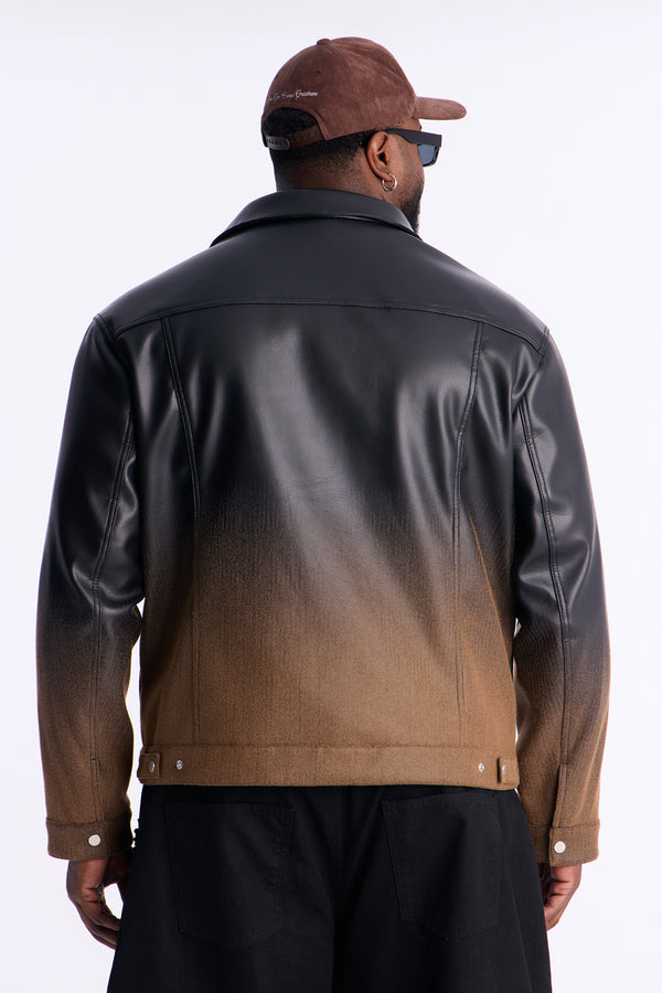Ombre Faux Leather Trucker Jacket
