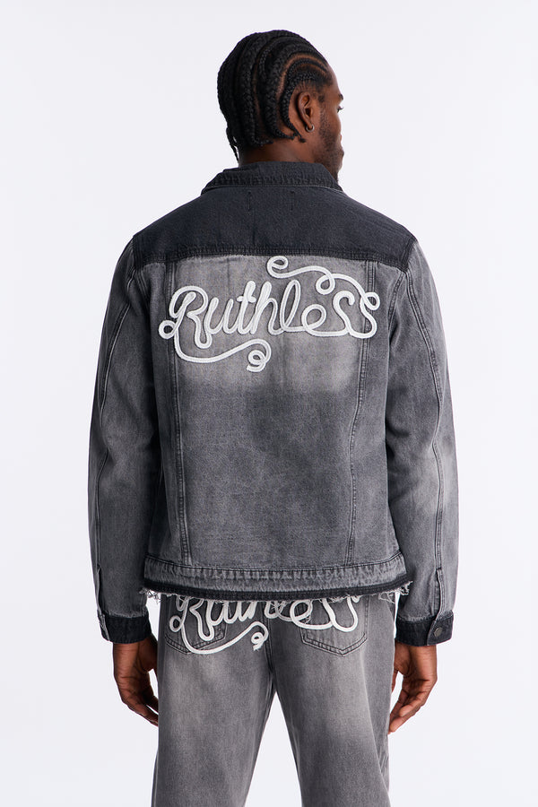 Ruthless Back Print Denim Trucker Jacket
