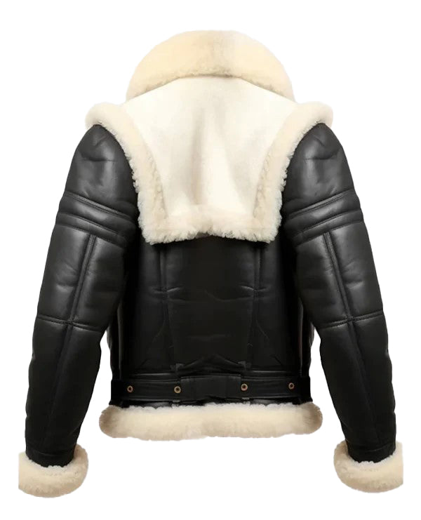 Women’s Black B3 Shearling Sheepskin Leather Jacket – Classic Bomber by Bravo Bros