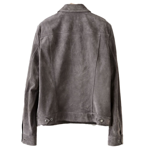 Men’s Chocolate & Dark Charcoal Suede Leather Bomber Jacket