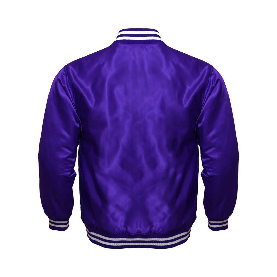 Men’s All-Purple Satin Varsity Jacket – Bold & Stylish
