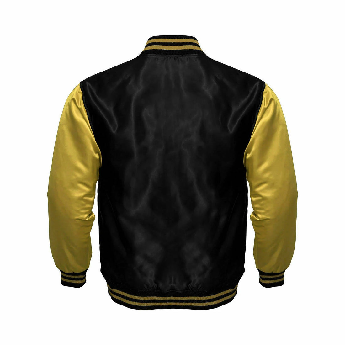 Men’s Black & Gold Satin Varsity Jacket
