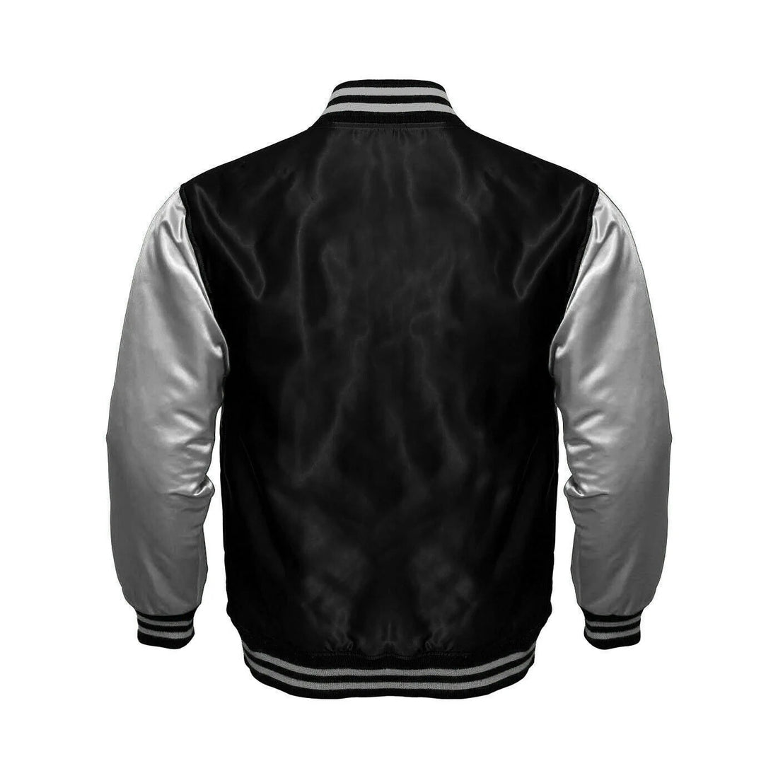 Men’s Black & White Satin Varsity Jacket