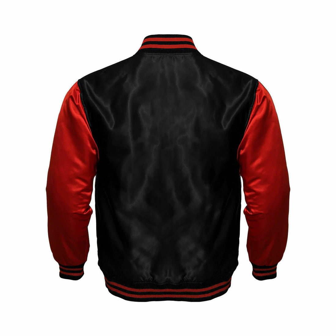 Men’s Black and Red Satin Varsity Jacket