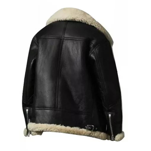 Women’s Ivory Aviator Shearling Jacket – Chic & Cozy