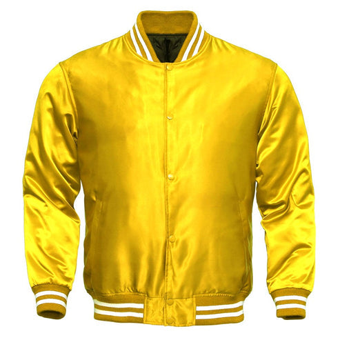 Men’s Yellow Satin Varsity Jacket