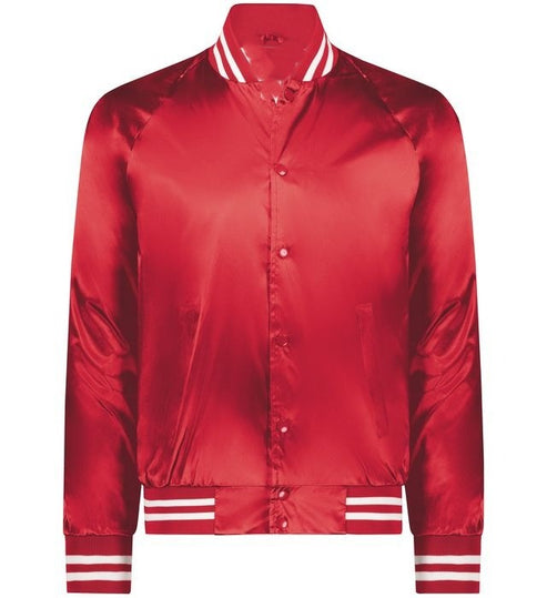 Men’s Red Luxe Satin Varsity Jacket