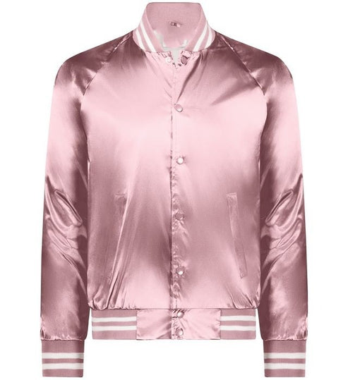 Men’s Pink Luxe Satin Bomber Jacket