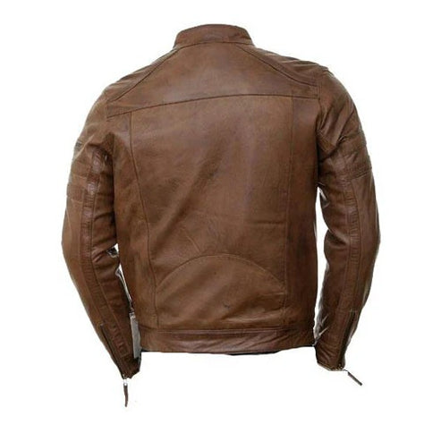 Men’s Brown Moto Rugged Biker Leather Jacket