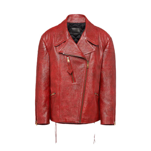 Bravo Bros Women’s Vibrant Red Sheepskin Leather Biker Jacket