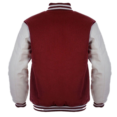 Men’s Maroon & White Letterman Jacket – Classic Varsity Style