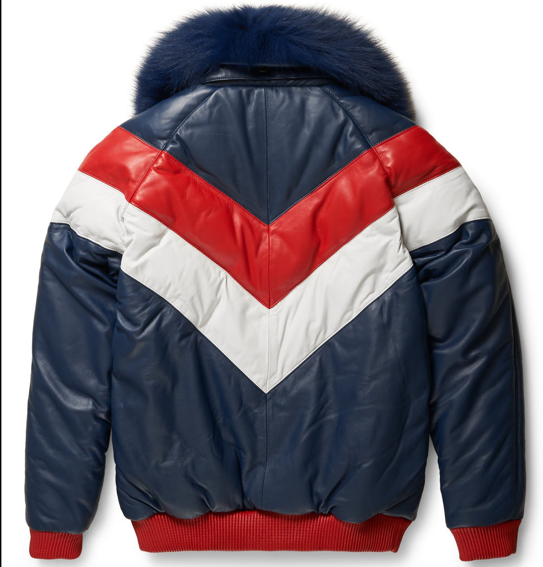 Premium Two-Tone V-Bomber Leather Jacket – Bold & Stylish