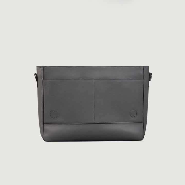 Carismatico Grey Leather Messenger Bag