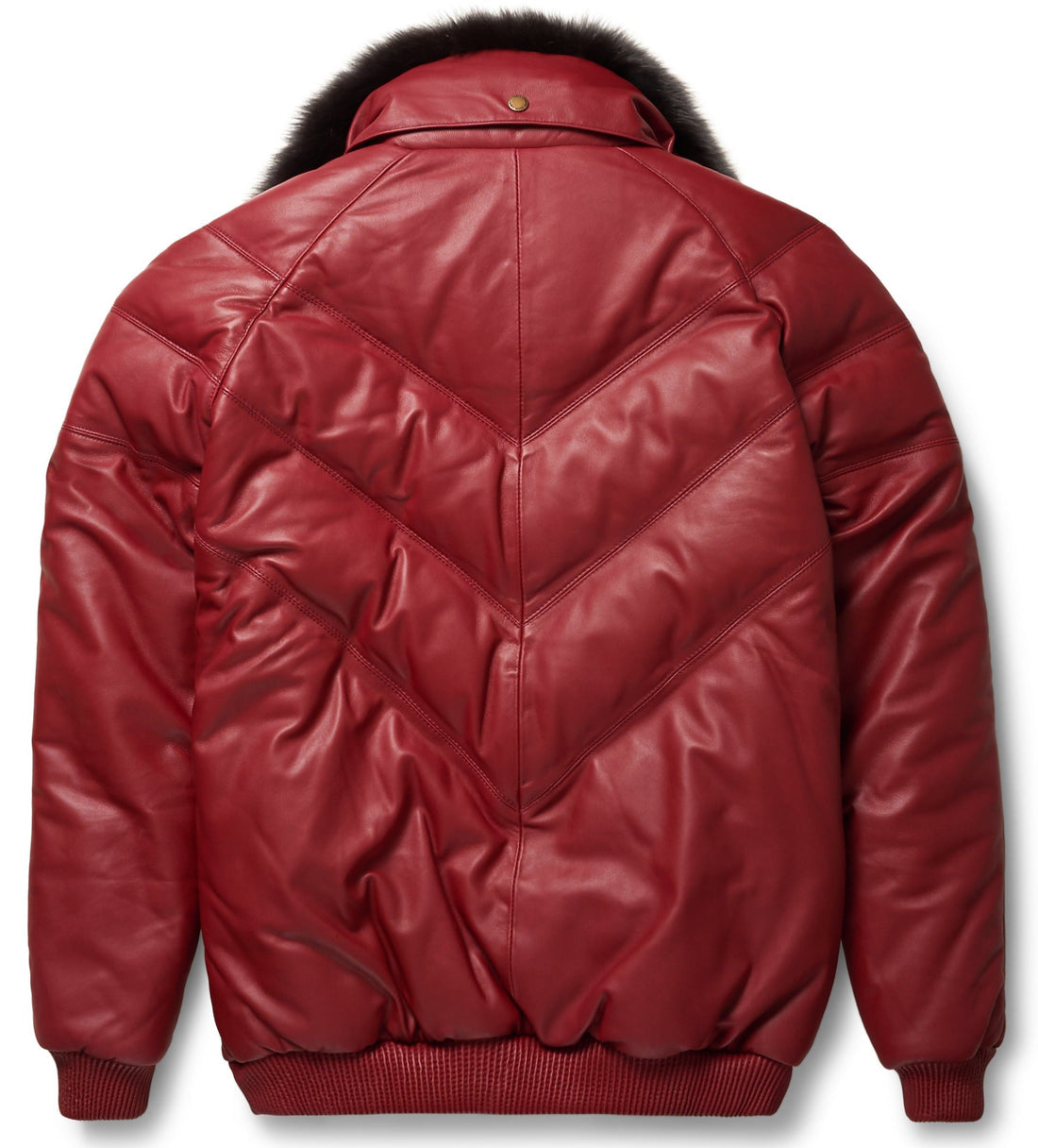 Premium Burgundy V-Bomber Leather Jacket – Stylish & Luxurious