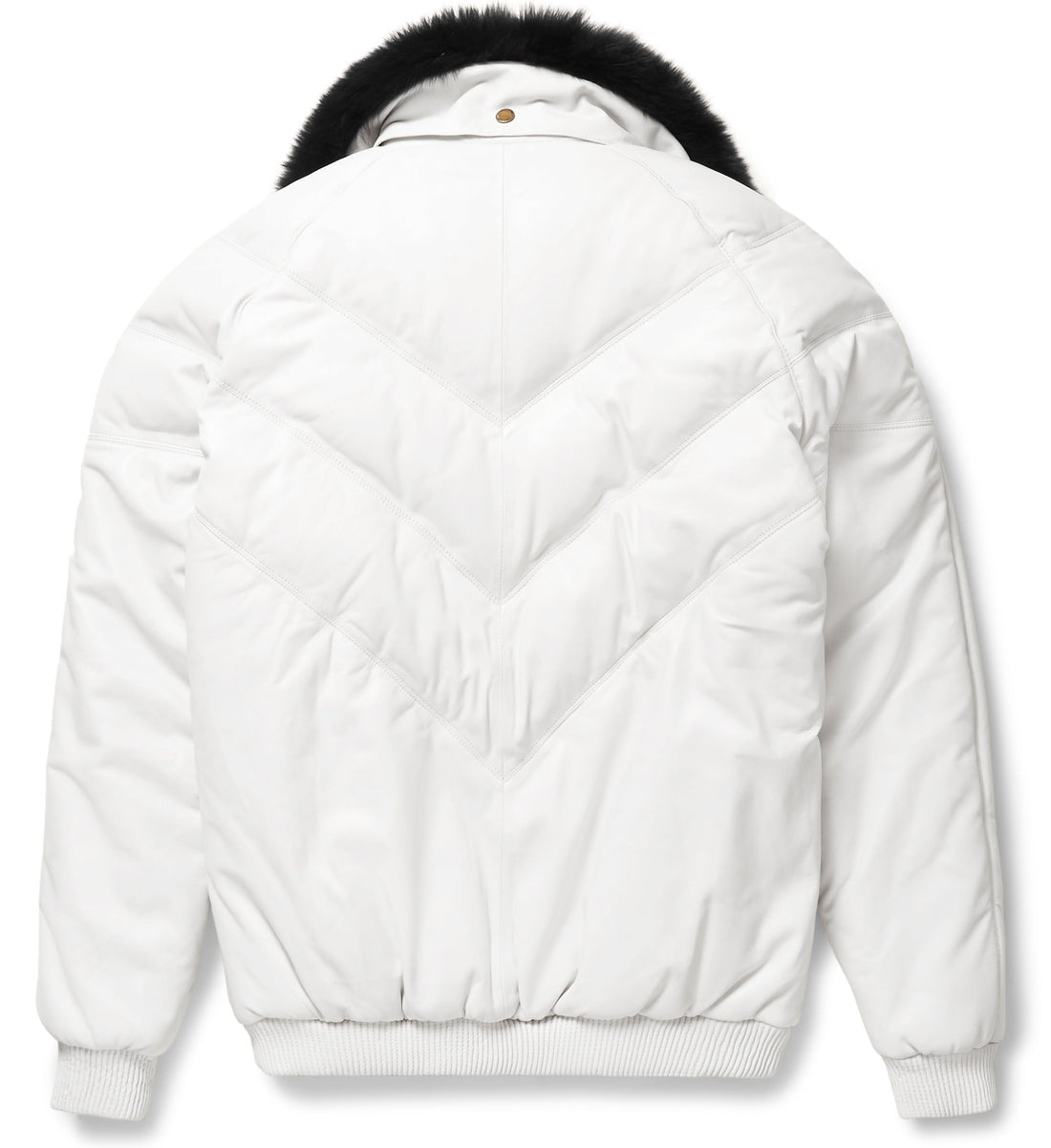 Premium White V-Bomber Leather Jacket – Bold & Luxurious