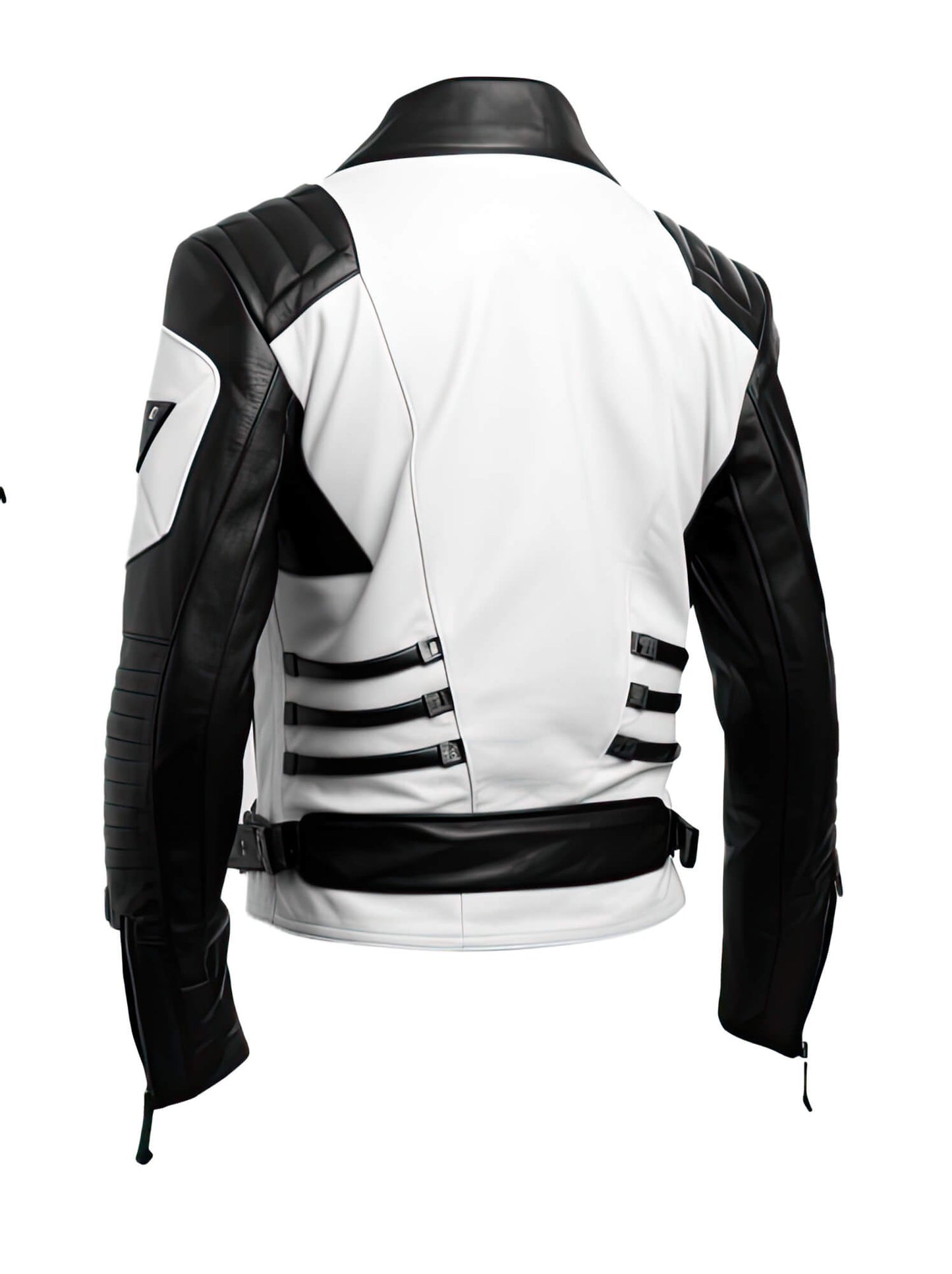 Men’s Black & White Biker Leather Jacket – Bold Contrast Moto Style by Bravo Bros
