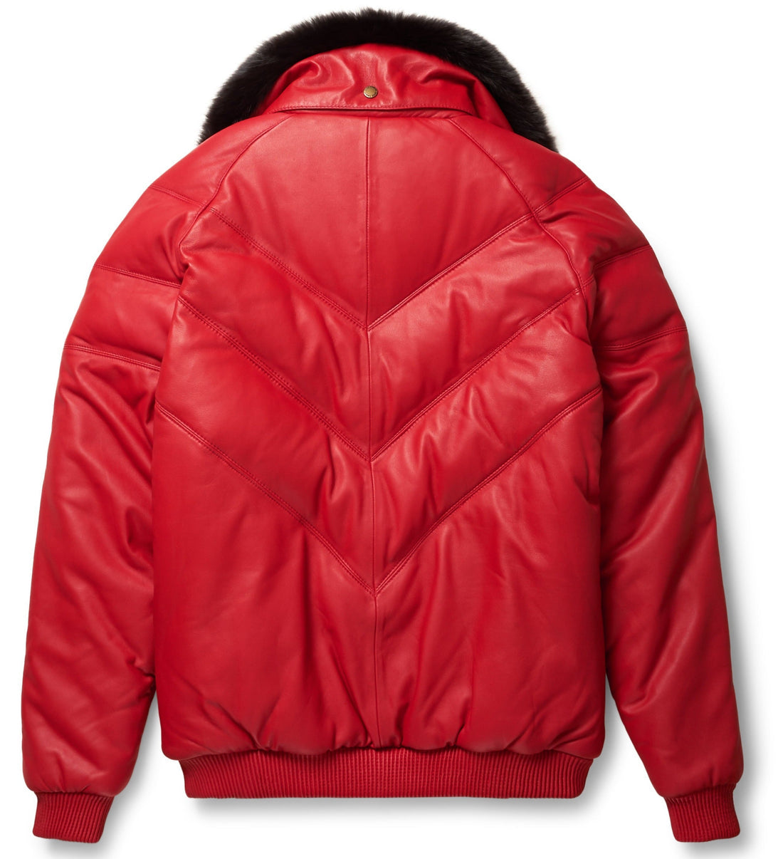 Premium Red V-Bomber Leather Jacket – Bold & Stylish