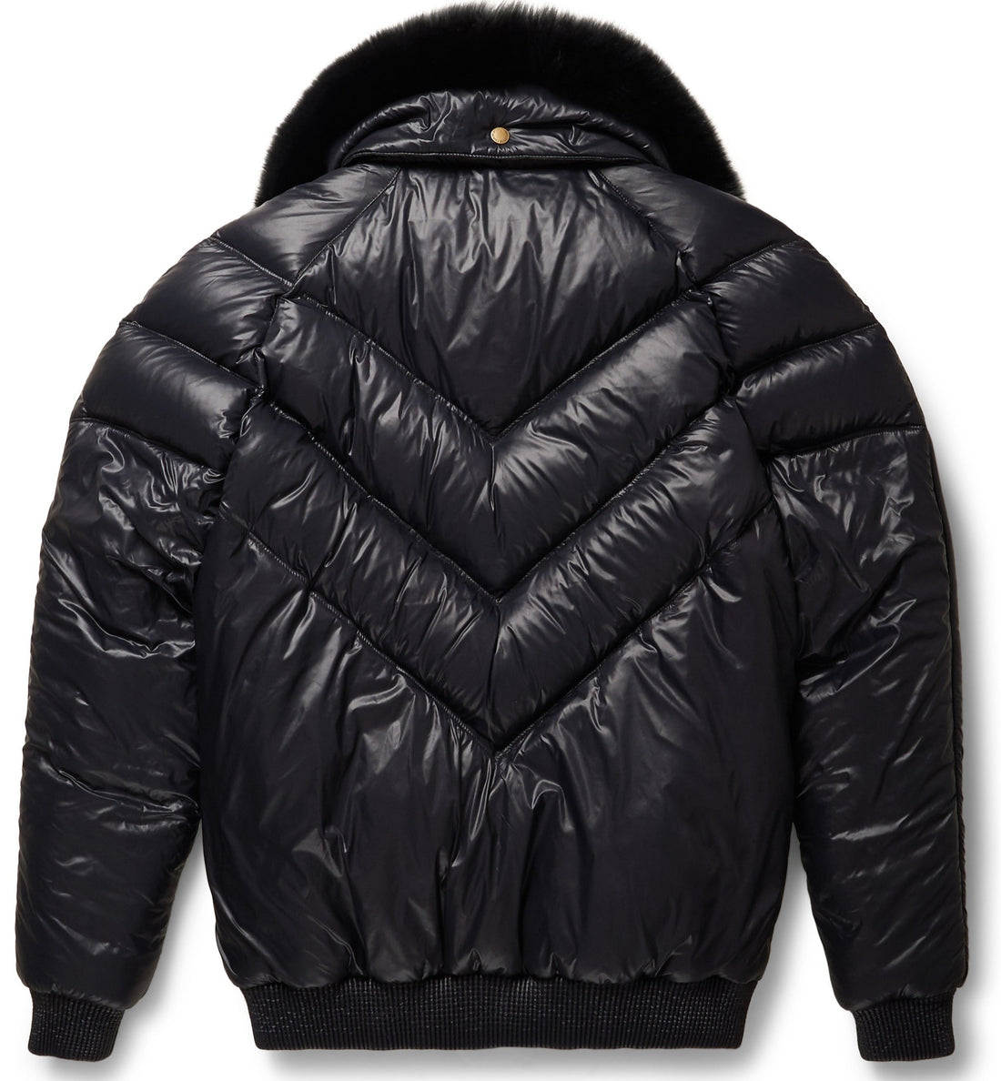 Nylon & Black Leather V-Bomber Jacket