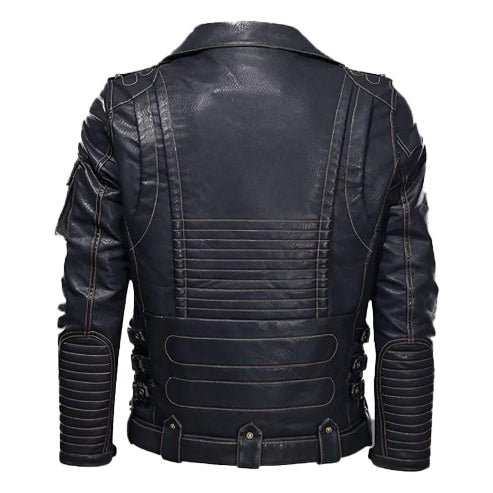 Men’s Black Motorcycle Leather Jacket – Rugged & Stylish