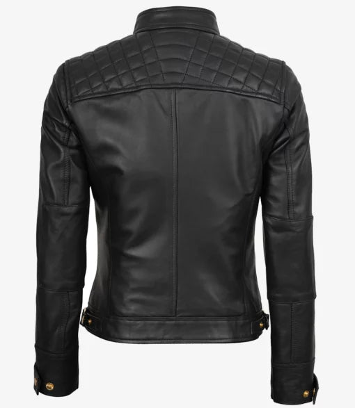 Women’s Black Real Leather Biker Jacket