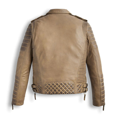 Men’s Desert Brown Waxed Leather Biker Motorcycle Jacket – Rugged & Stylish