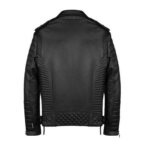 Men’s Vintage Black Leather Biker Jacket – Classic & Rugged