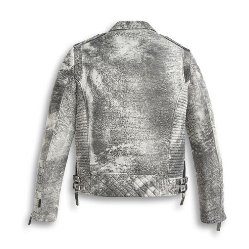 Men’s Storm Grey Leather Biker Motorcycle Jacket – Rugged & Stylish