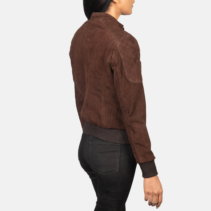Women’s Zenna Mocha Suede Bomber Jacket – Soft Luxury Street Style