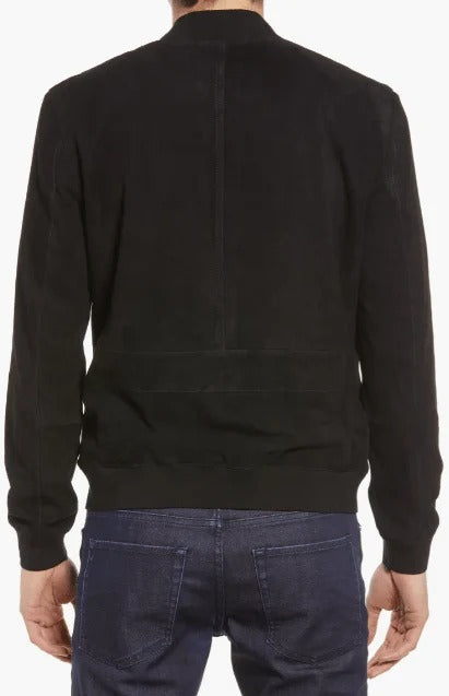 Men’s Premium Suede Bomber Jacket – Classic Leather Jacket