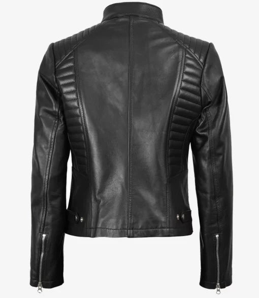 Women’s Black Cafe Racer Leather Jacket