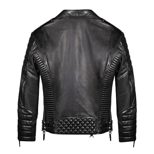 Men’s Black Quilted Leather Biker Jacket – Stylish & Rugged
