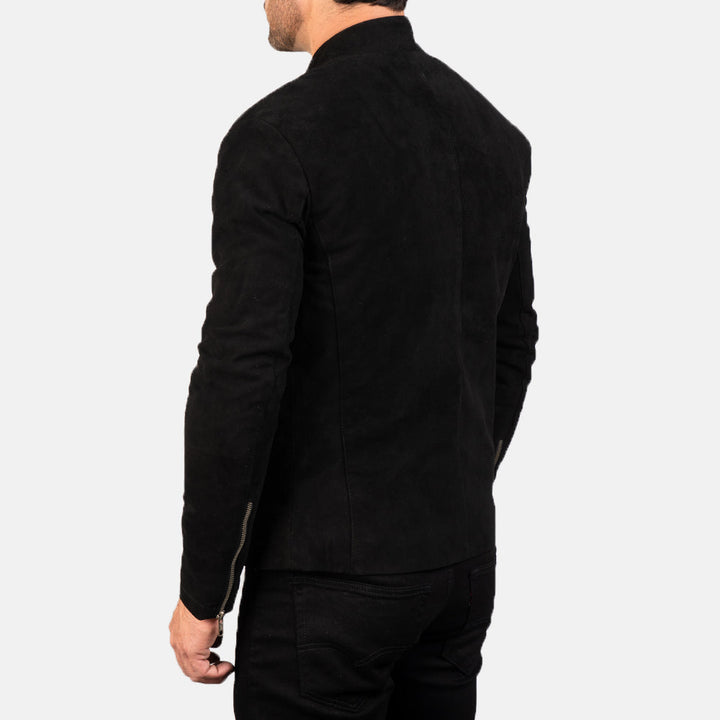Charcoal Black Suede Biker Jacket – Bold Luxury Moto Style