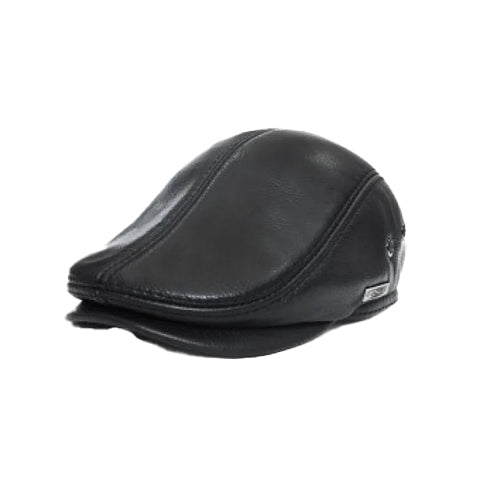 Bravo Bros Men’s Handmade Black Sheepskin Leather Cap – Premium & Stylish
