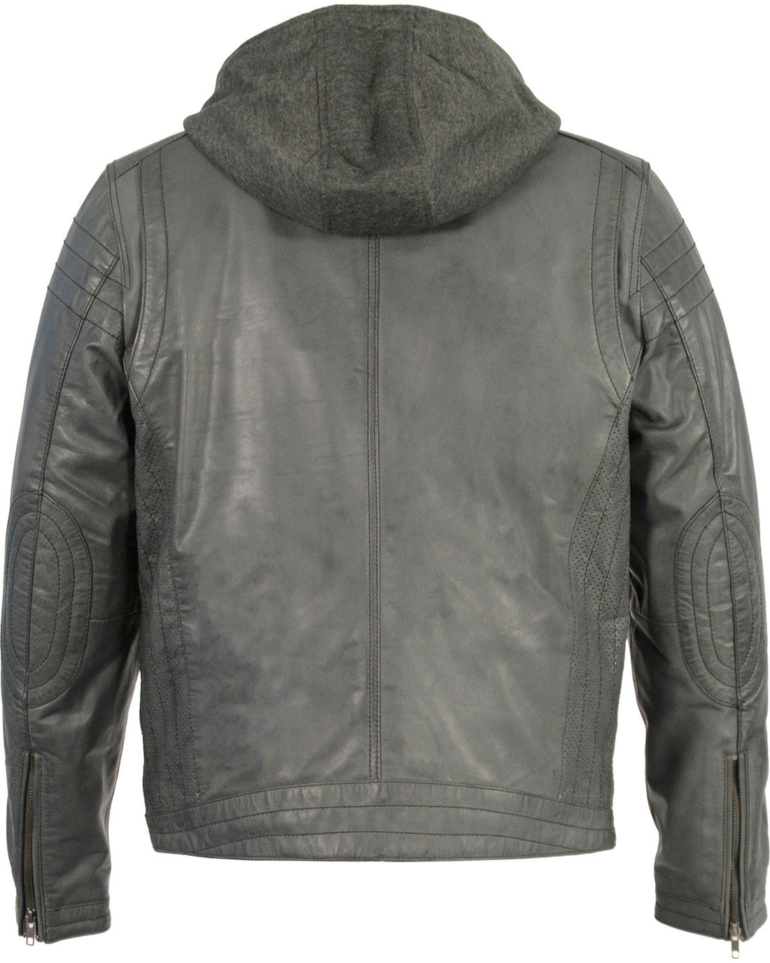 Men’s Zipper Front Leather Jacket with Removable Hood – Versatile Urban Style