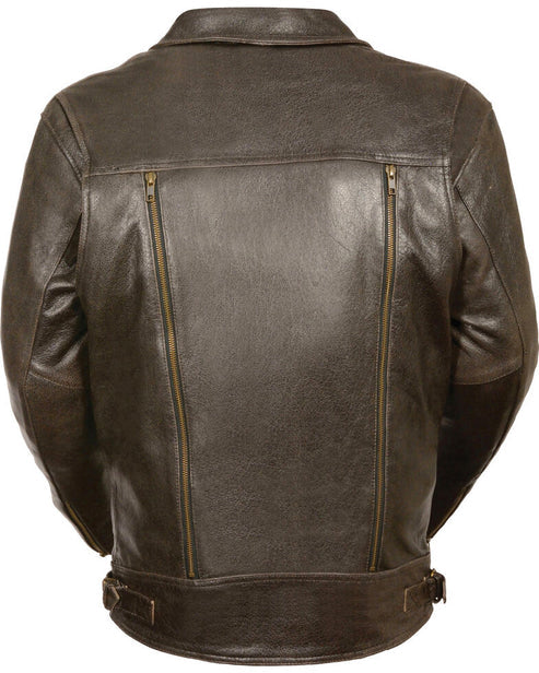 Men’s Brown Pocket Biker Leather Jacket – Classic Ride Edition