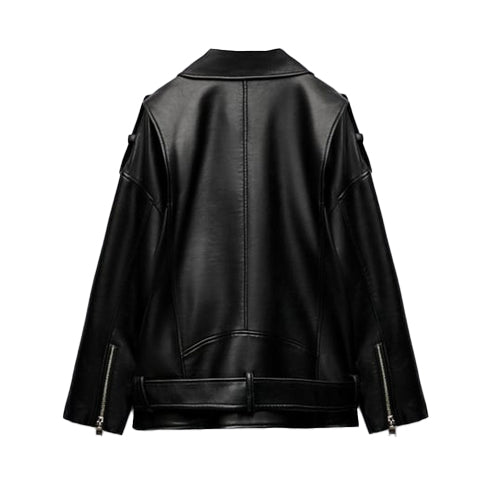 Women’s Black Leather Biker Jacket – Classic & Timeless by Bravo Bros