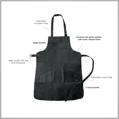 Bravo Bros Men’s Black Handmade Leather Multi-Pocket Apron – Premium & Durable