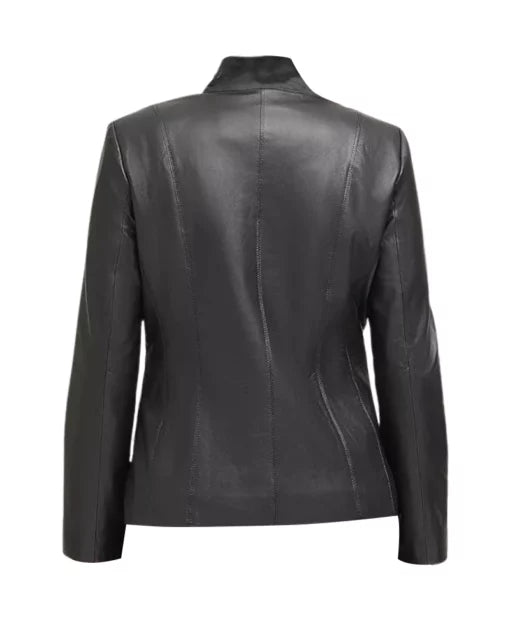 Women’s Classic Black Leather Jacket – Timeless Elegance